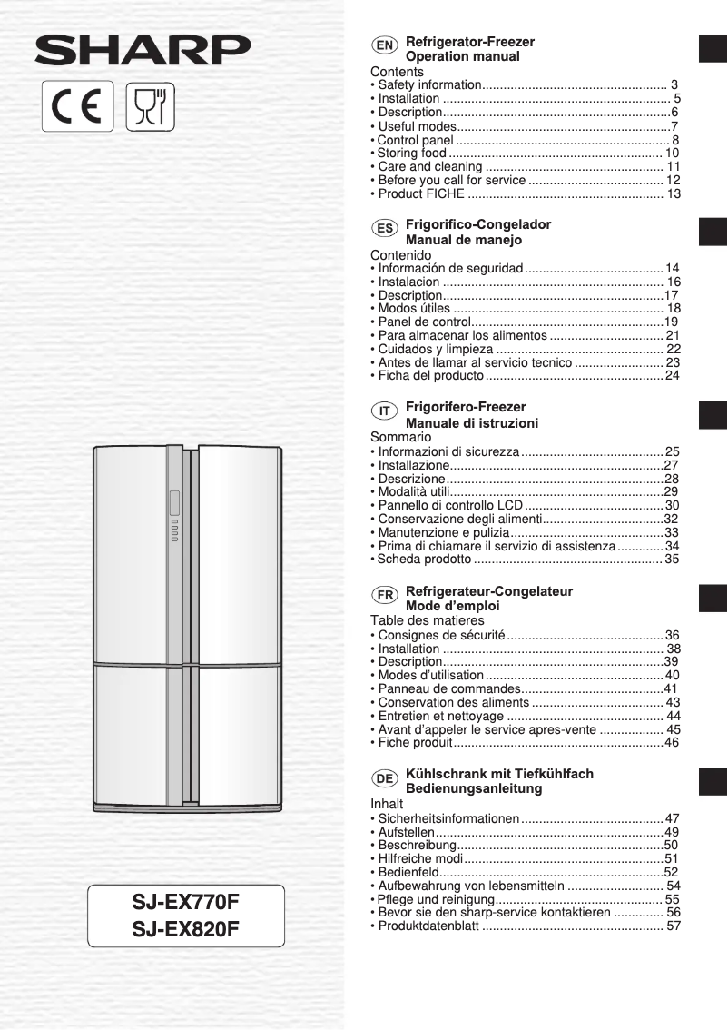 Image de la première page du manuel de l'appareil SJ-EX820FBE