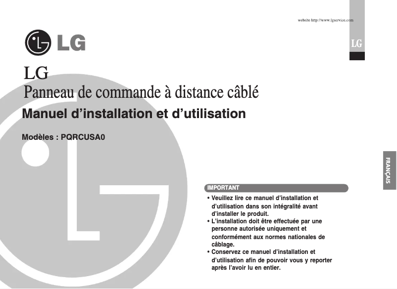 Page n°1 - Manuel utilisateur LG PQRCUSA0