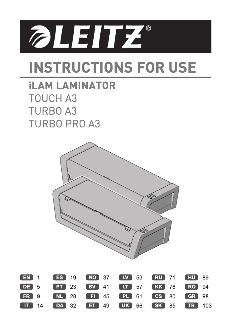 Page n°1 - Manuel utilisateur Leitz ILAM Touch A3