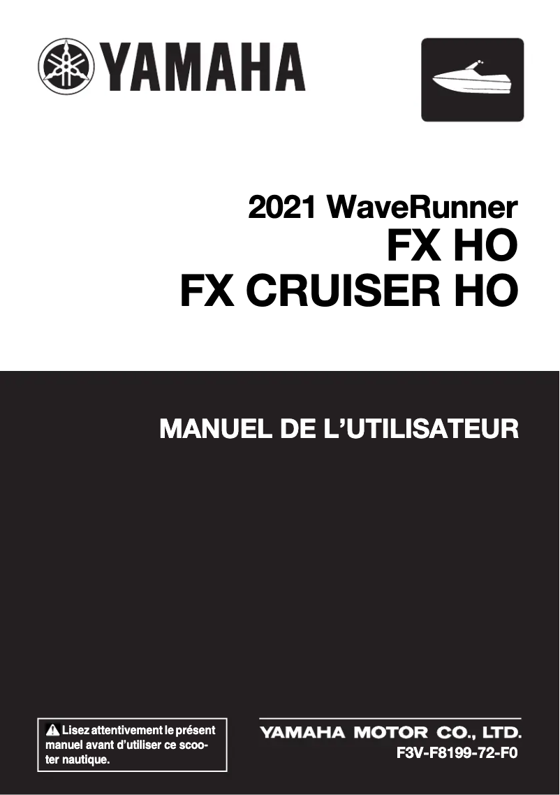 Page n°1 - Manuel utilisateur Yamaha WaveRunner FX HO Cruiser (2021)