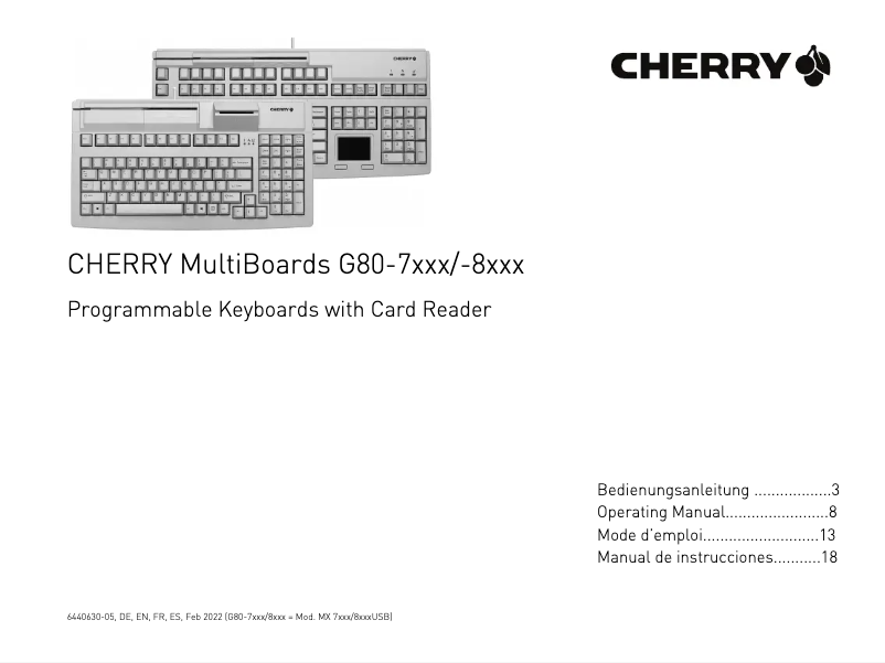 Page 1 de la notice Manuel utilisateur Cherry MultiBoard MX V2 G80-8040