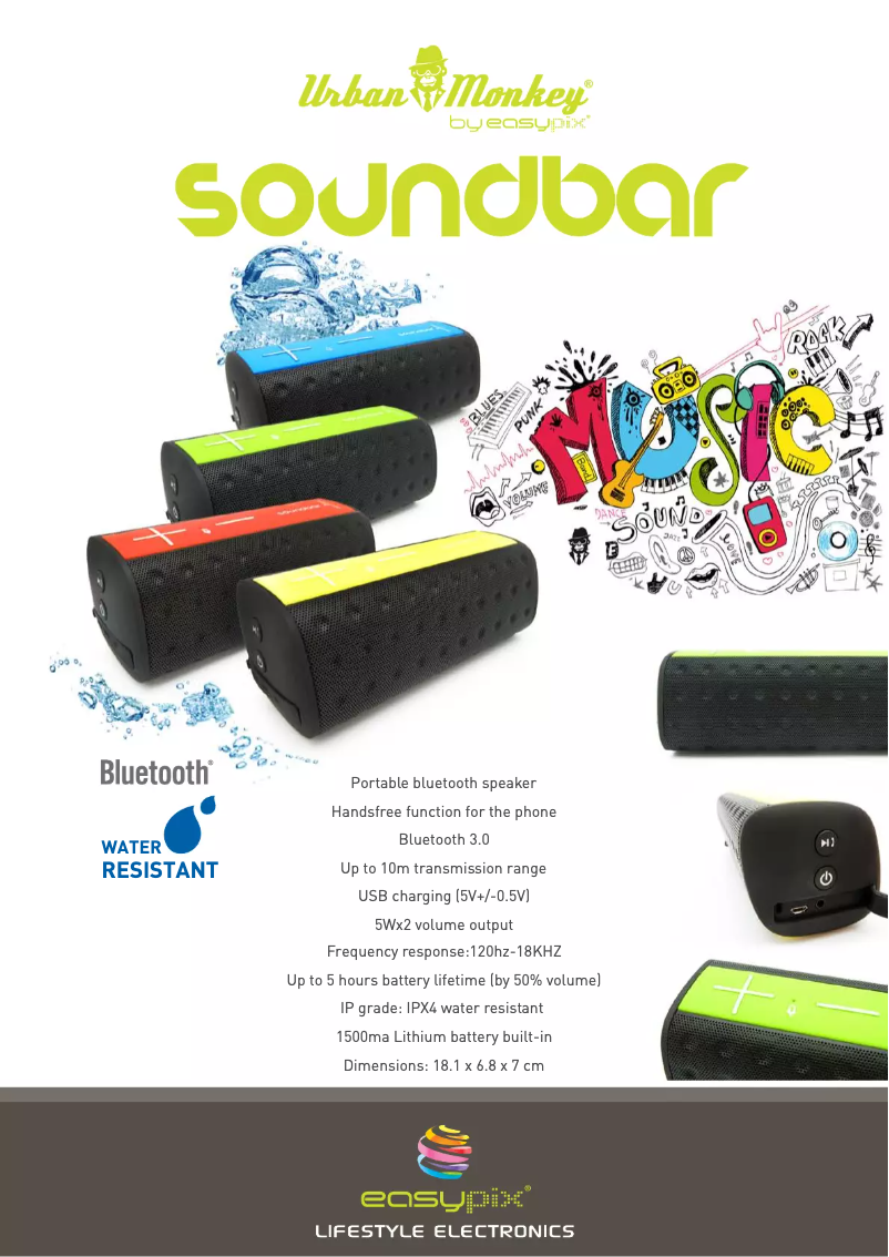 Page 1 de la notice Manuel utilisateur Urban Monkey SoundBar