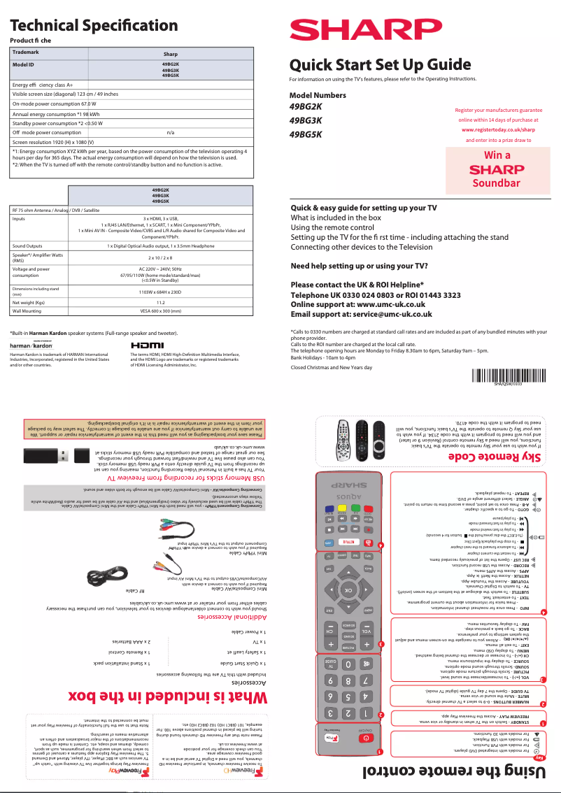 Page 1 de la notice Manuel utilisateur Sharp 49BG2K
