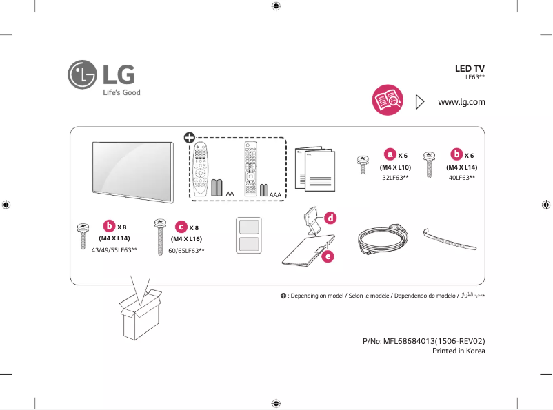 Page 1 de la notice Manuel utilisateur LG 40LF630T