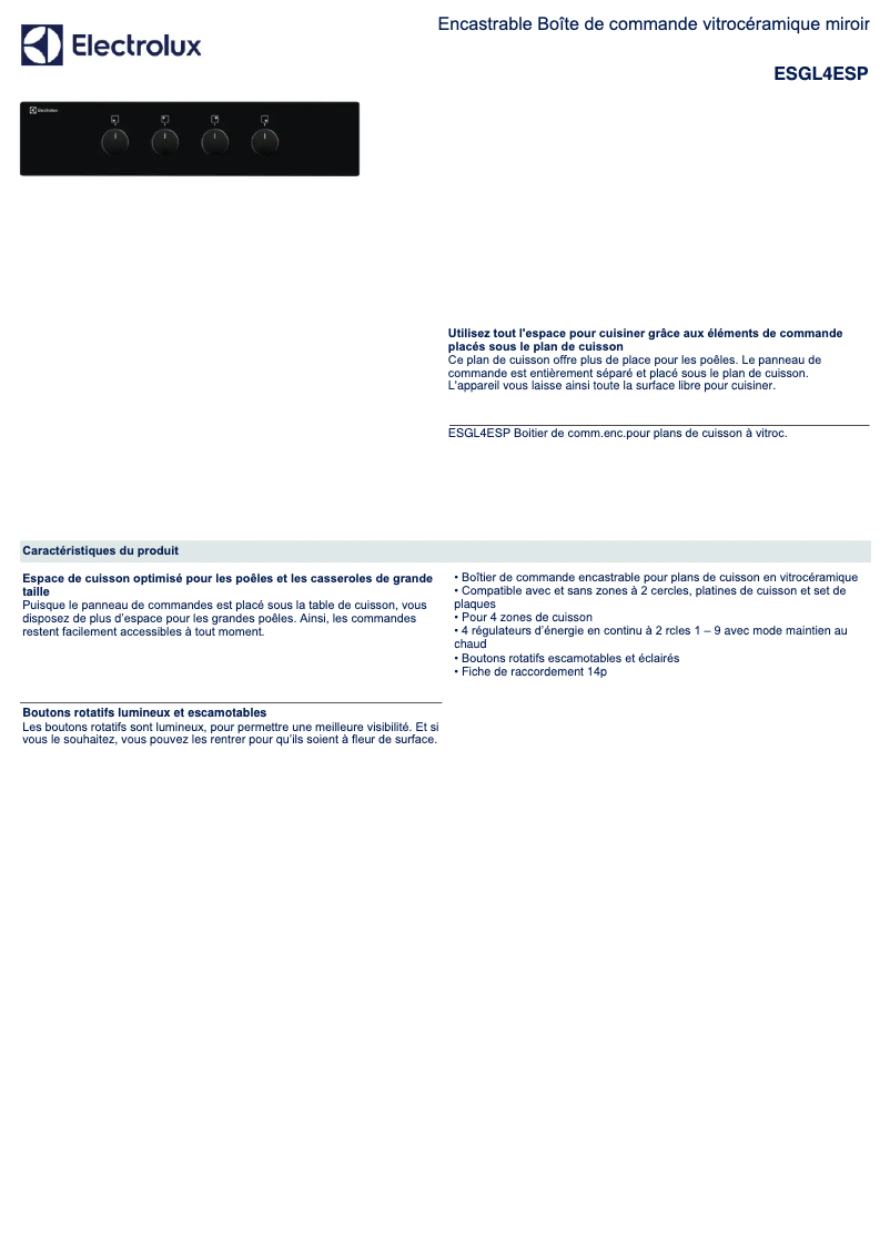 Image de la première page du manuel de l'appareil ESGL4ESP