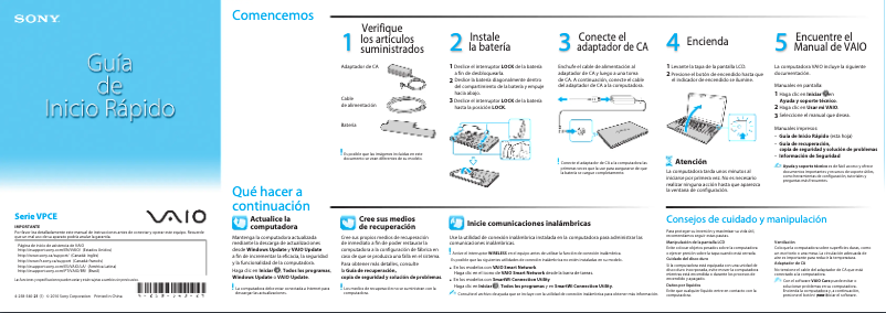 Page n°1 - Guide d'installation Sony Vaio VPCEA4DGX