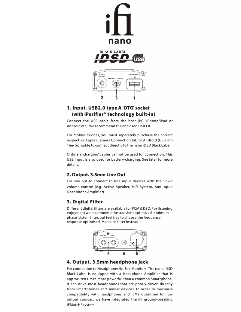 Page 1 de la notice Manuel utilisateur iFi Audio nano iDSD