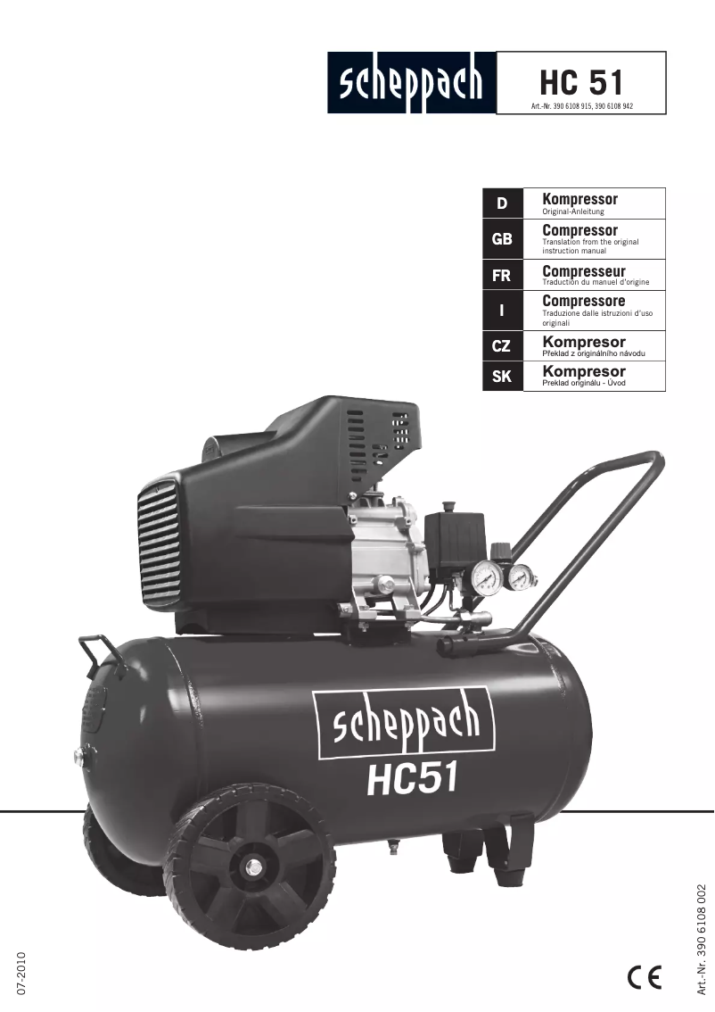 Page 1 de la notice Manuel utilisateur Scheppach HC51