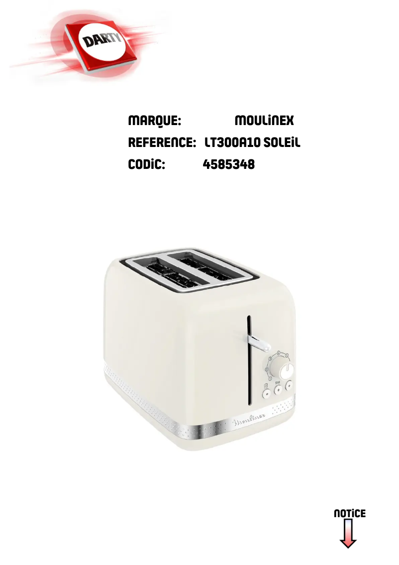 Page 1 de la notice Manuel utilisateur Moulinex Soleil LT300A10