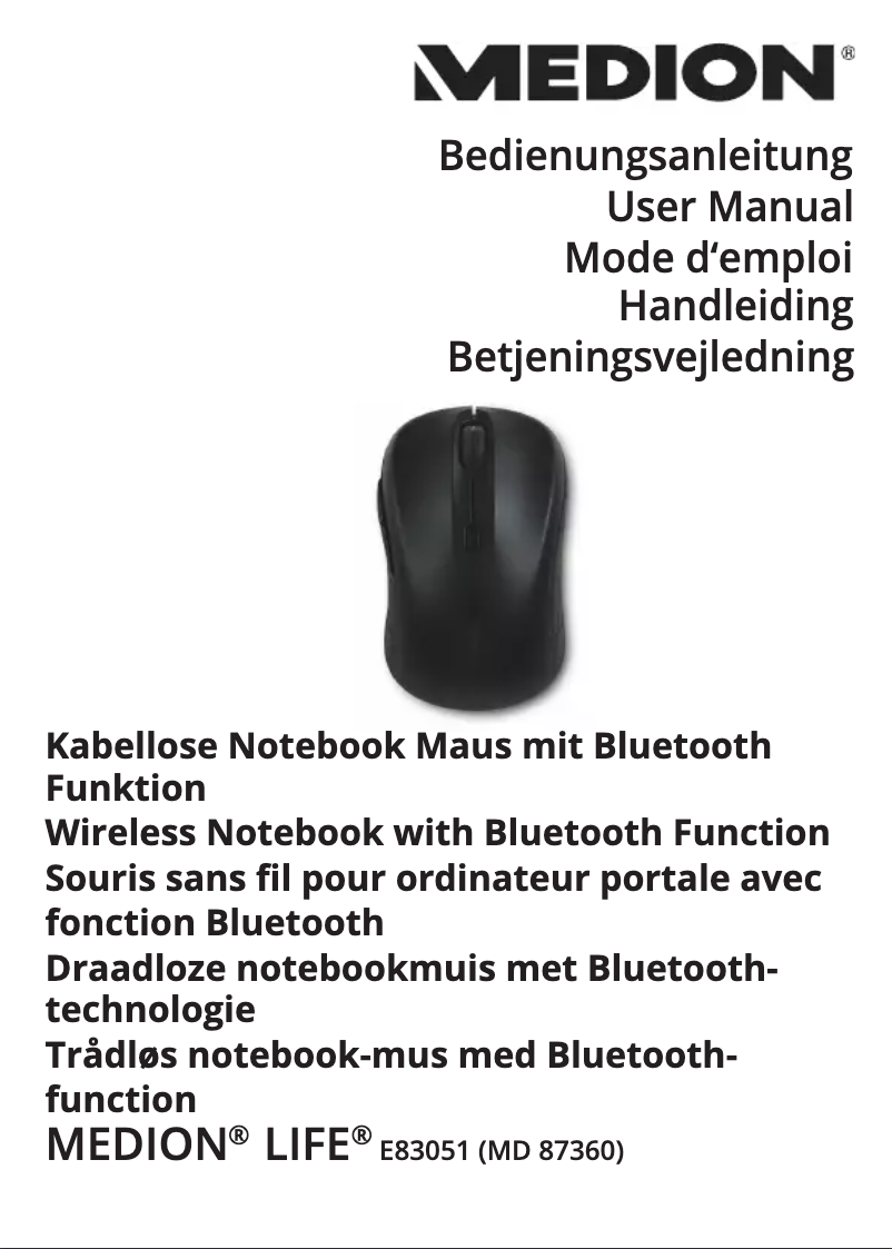 Page 1 de la notice Manuel utilisateur Medion E83051 (MD 87360) Maus