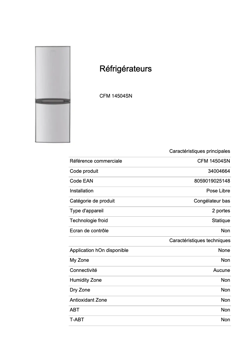 Image de la première page du manuel de l'appareil CFM 14504SN