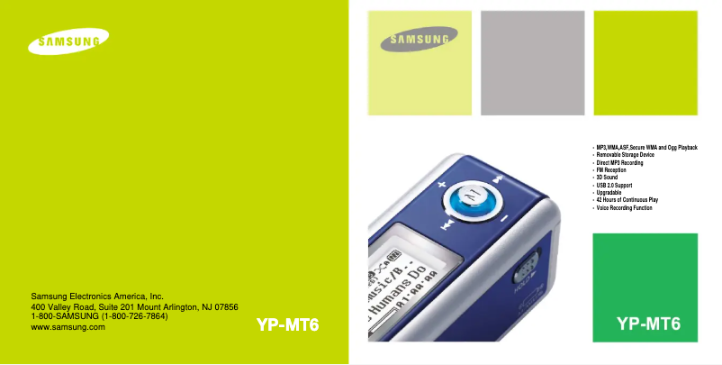 Image de la première page du manuel de l'appareil YP-MT6V