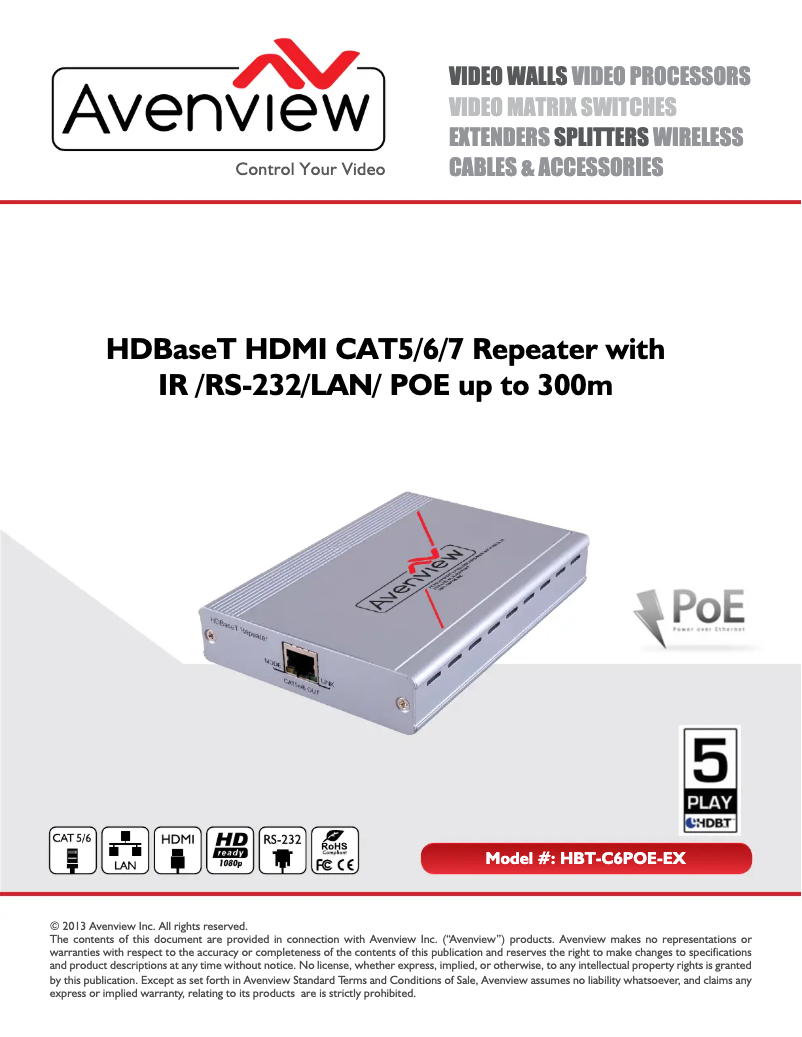 Page 1 de la notice Manuel utilisateur Avenview HBT-C6POE-EX