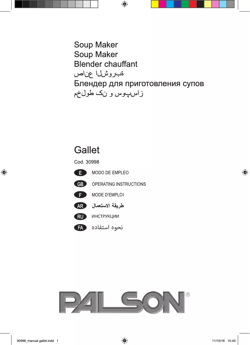 Page 1 de la notice Manuel utilisateur Palson Gallet
