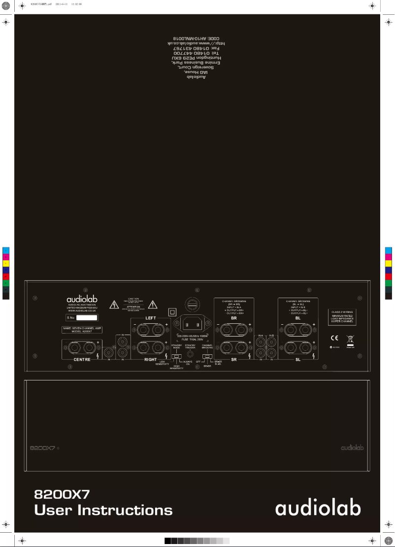 Page 1 de la notice Manuel utilisateur Audiolab 8200X7