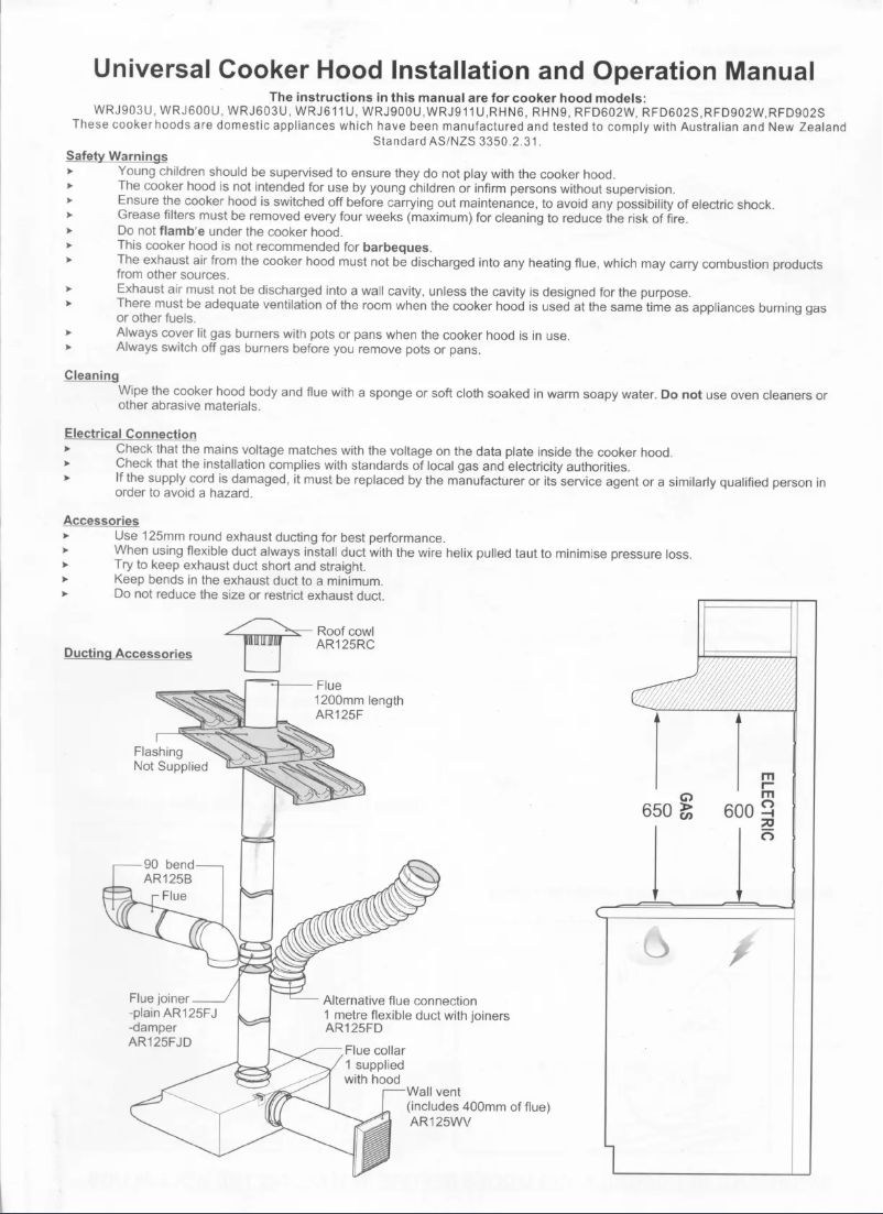 Page n°1 - Manuel utilisateur Chef RFD602W