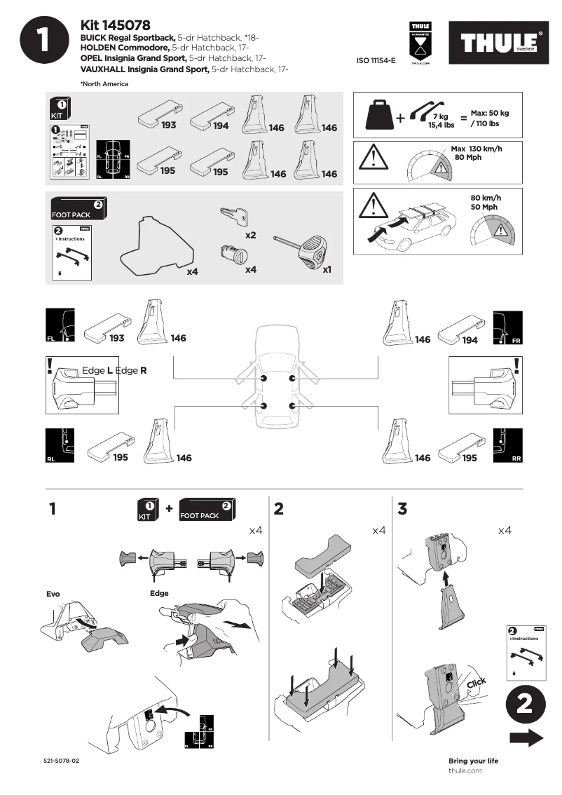 Page n°1 - Manuel utilisateur Thule Kit 145078