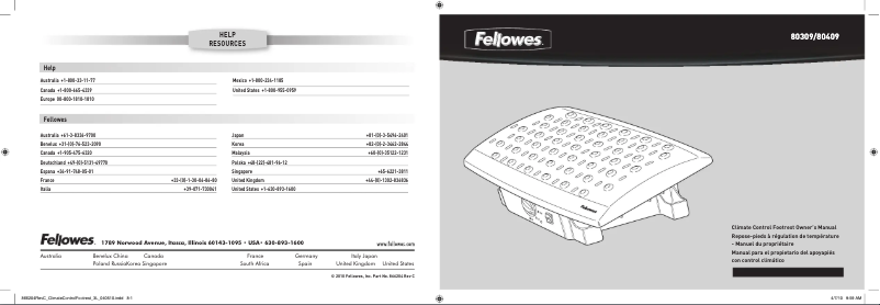 Page 1 de la notice Manuel utilisateur Fellowes 8030901