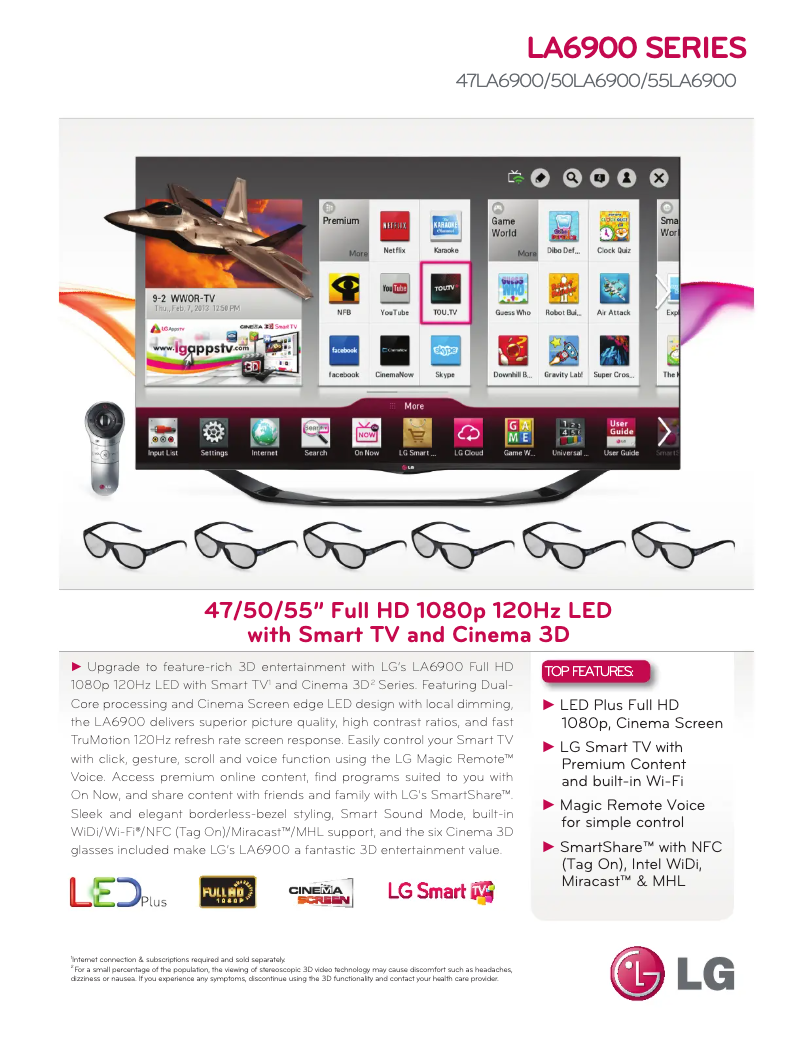 Page 1 de la notice Fiche technique LG 47LA6900