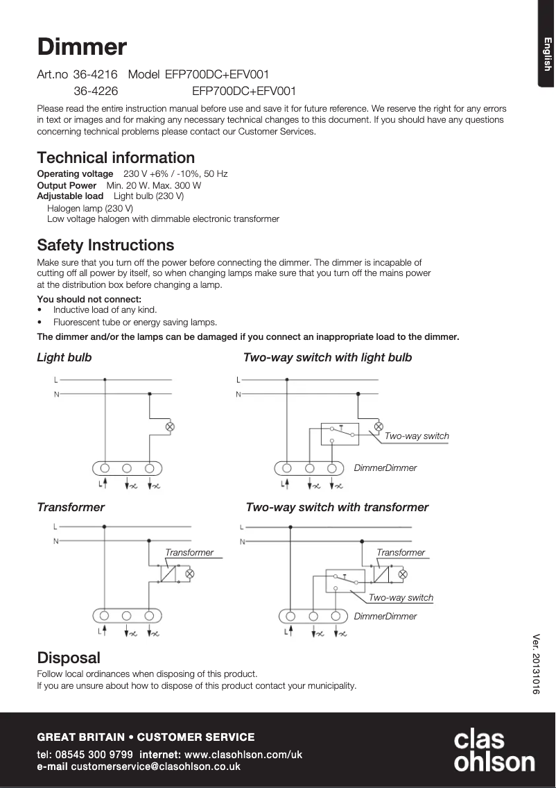 Image de la première page du manuel de l'appareil EFP700DC+EFV001