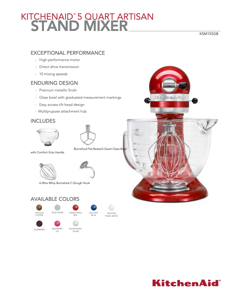 Page n°1 - Manuel utilisateur KitchenAid KSM155