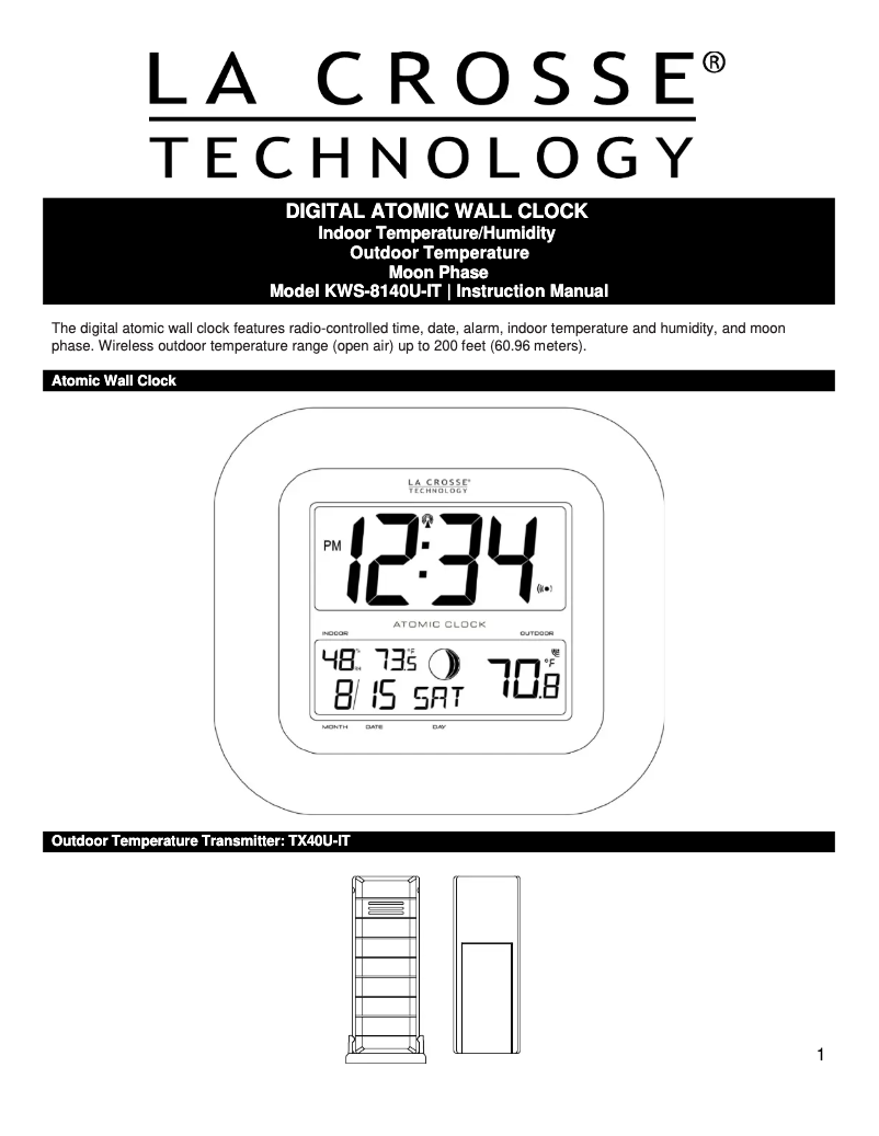 Page 1 de la notice Manuel utilisateur La Crosse Technology KWS-8140-WH