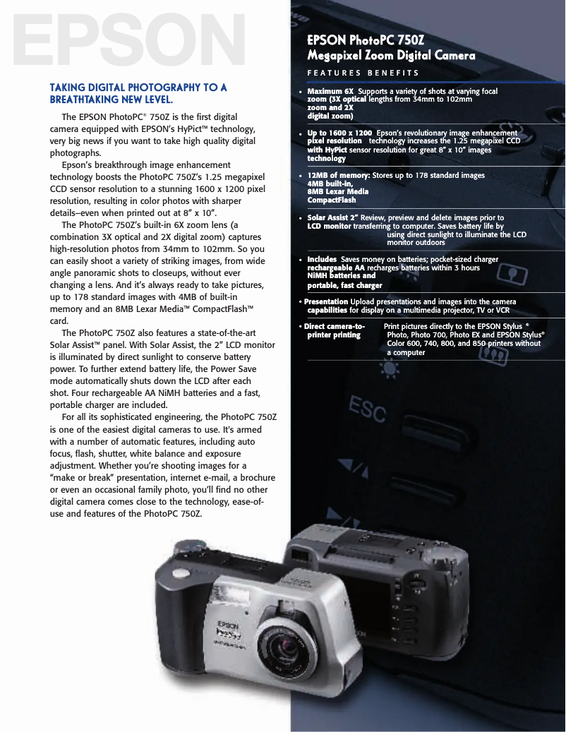 Image de la première page du manuel de l'appareil PhotoPC 750Z