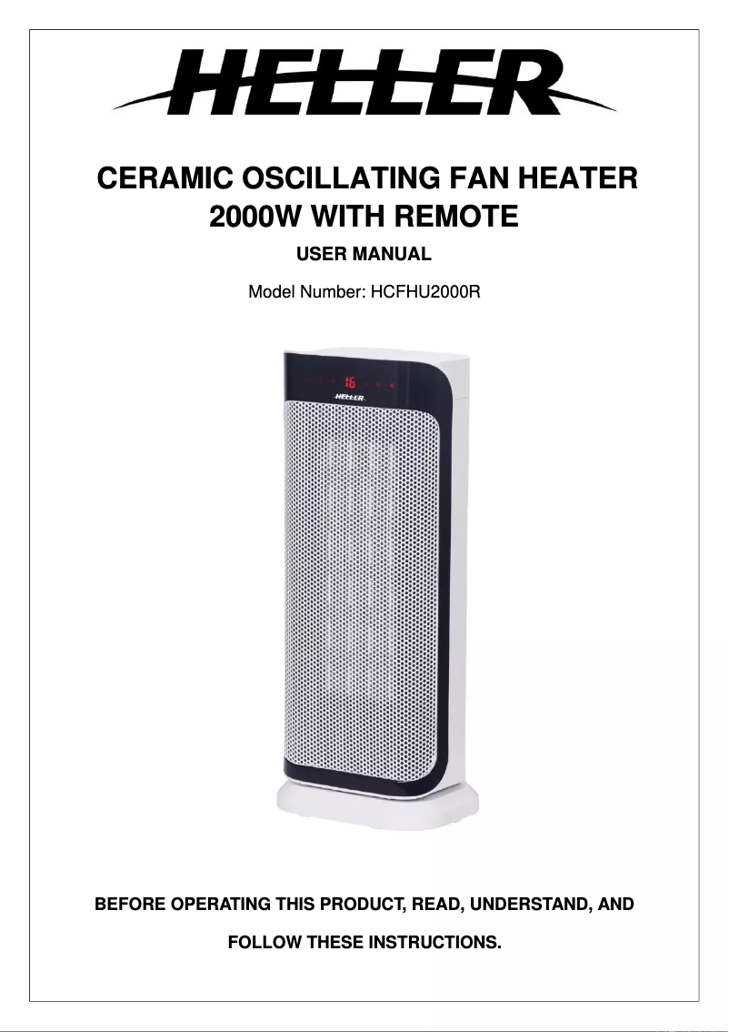 Page n°1 - Manuel utilisateur Heller HCFHU2000R