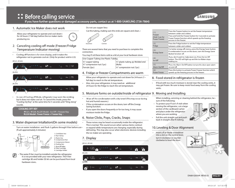 Page n°1 - Manuel utilisateur Samsung RF221NCTASR