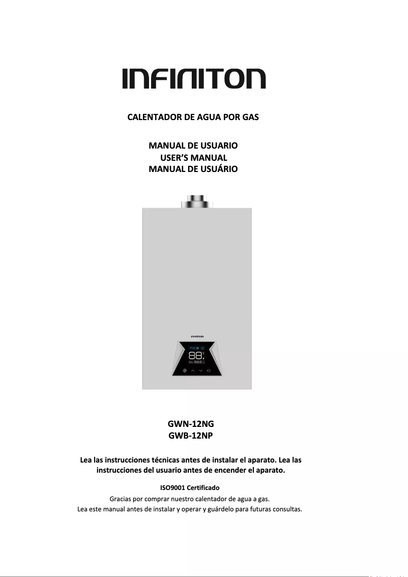 Page 1 of the manual User Manual Infiniton GWB-12NP