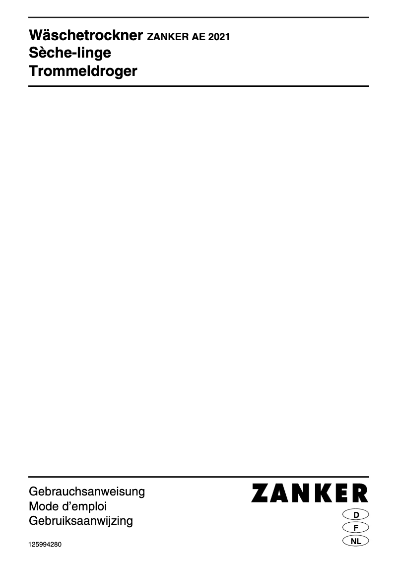 Page n°1 - Manuel utilisateur Zanker AE 2021