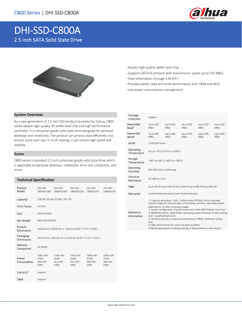 Image de la première page du manuel de l'appareil SSD-C800AS256G