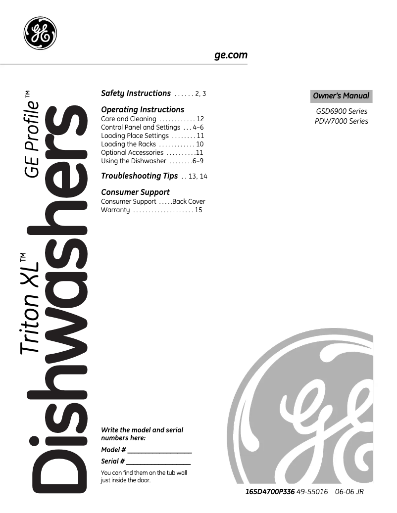 Image de la première page du manuel de l'appareil GSD6900JBB