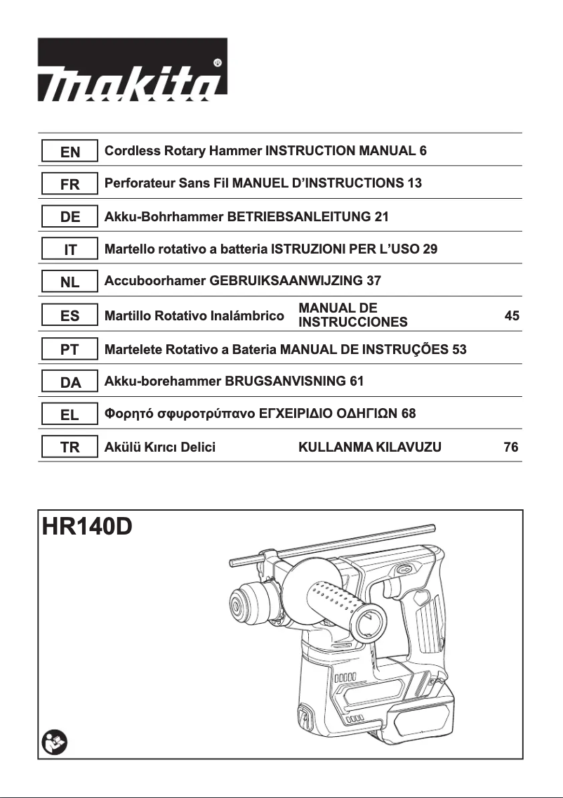 Page 1 de la notice Manuel utilisateur Makita HR140DZJ