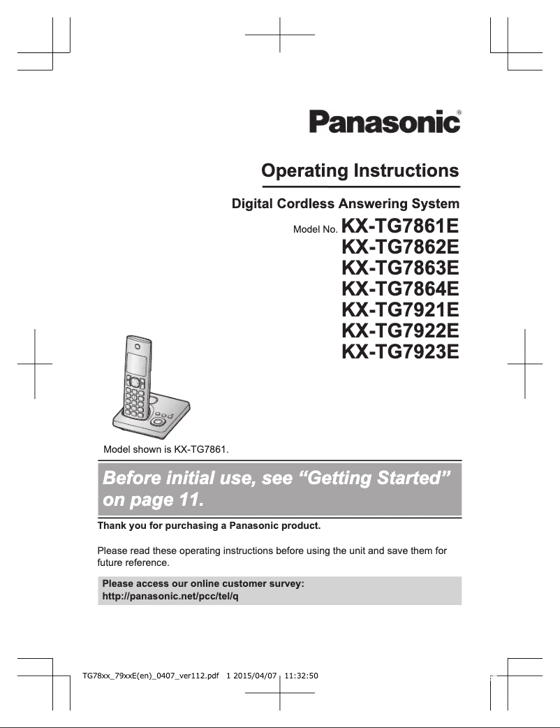Página 1 del manual Manual de usuario Panasonic KX-TG7921E
