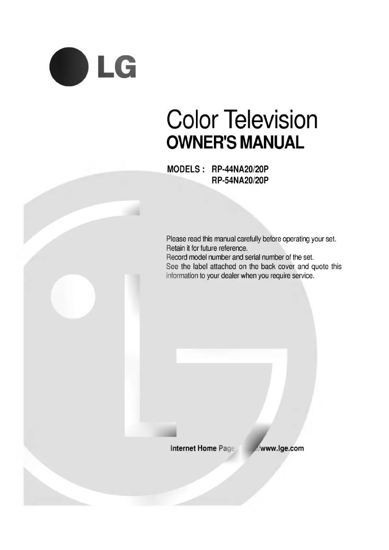Page 1 de la notice Manuel utilisateur LG RP-44NA20