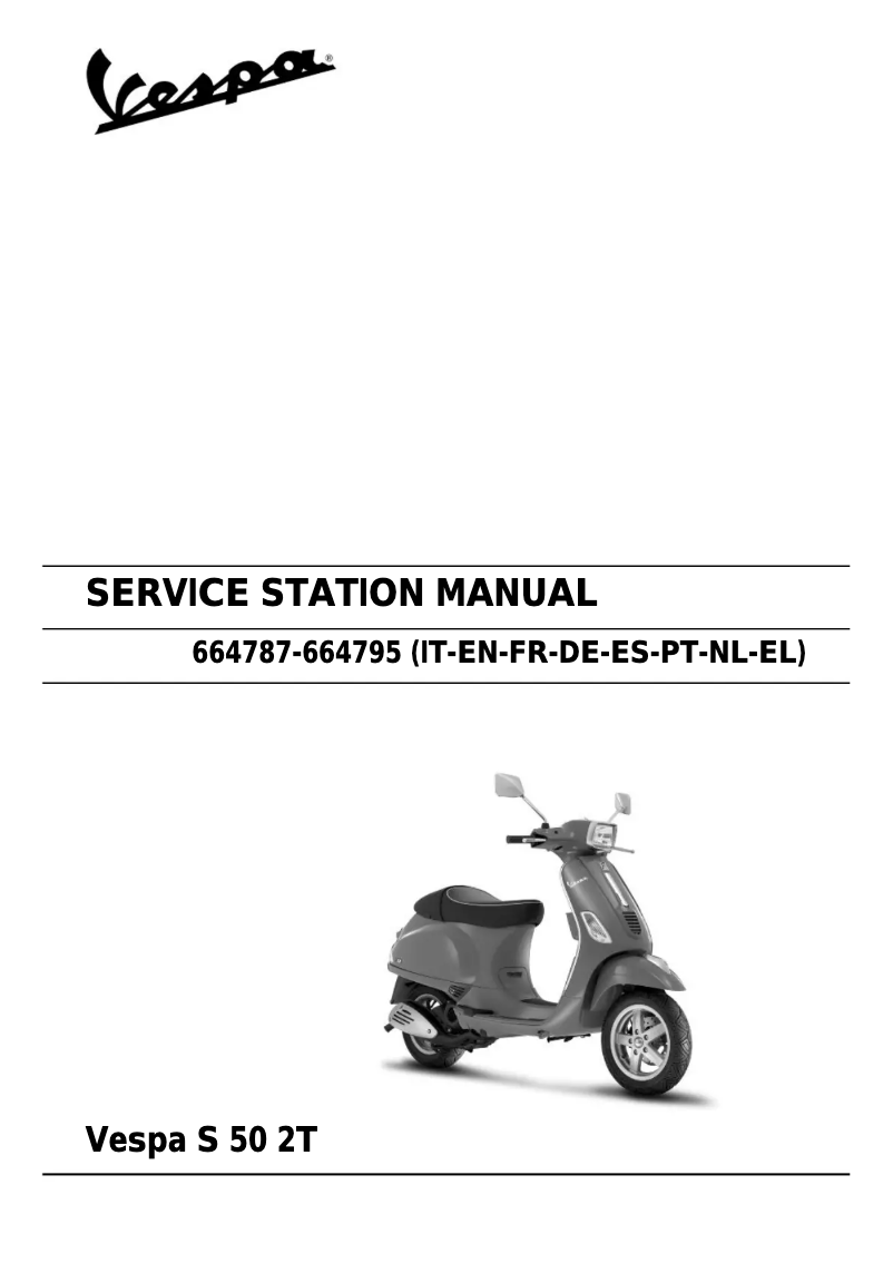 Page 1 de la notice Manuel utilisateur Vespa S 50 2T (2007)