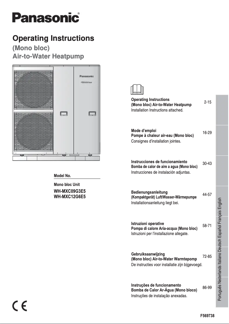 Page 1 de la notice Manuel utilisateur Panasonic WH-MXC09G3E5