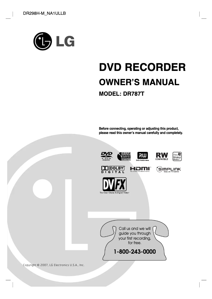 Page n°1 - Manuel utilisateur LG DR787T