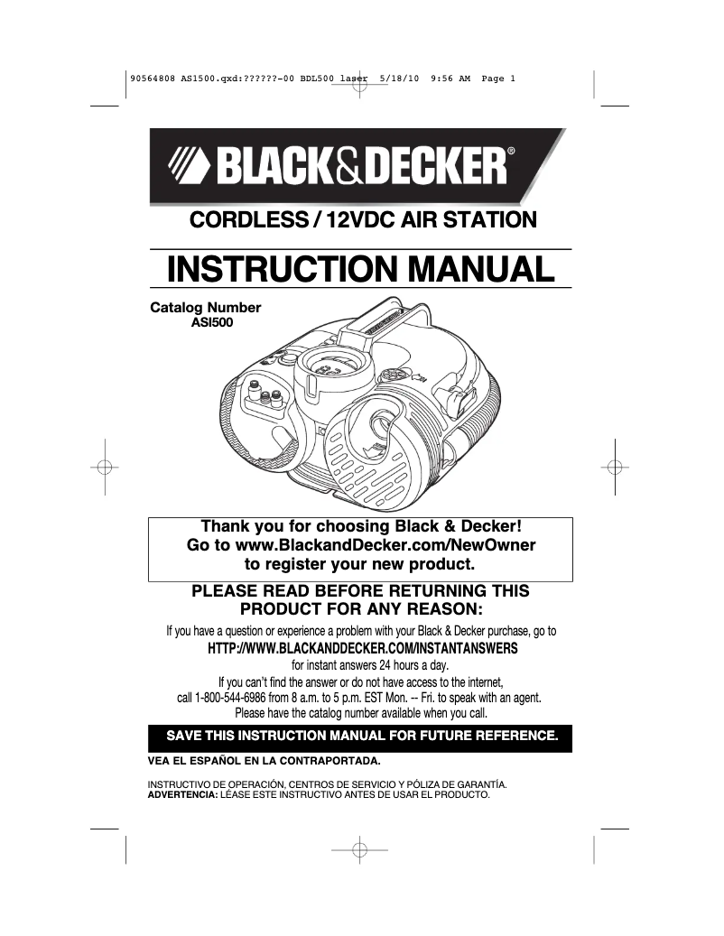 Page n°1 - Manuel utilisateur Black & Decker ASI400B