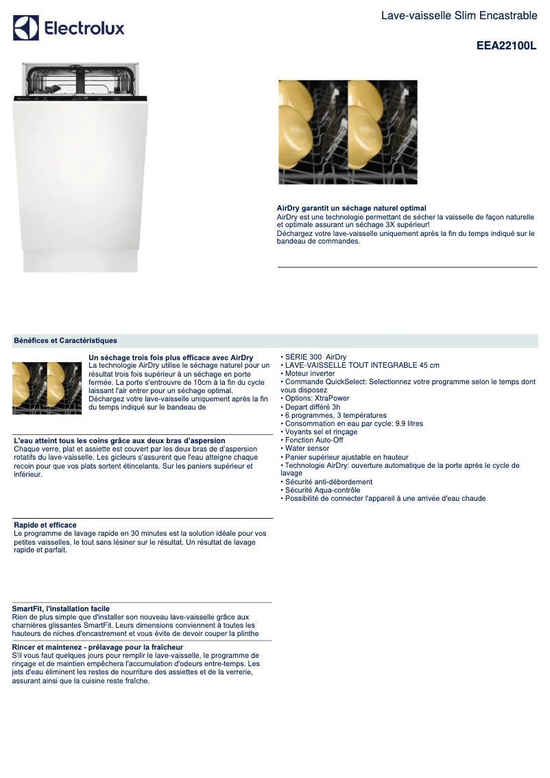 Page n°1 - Fiche technique Electrolux EEA22100L