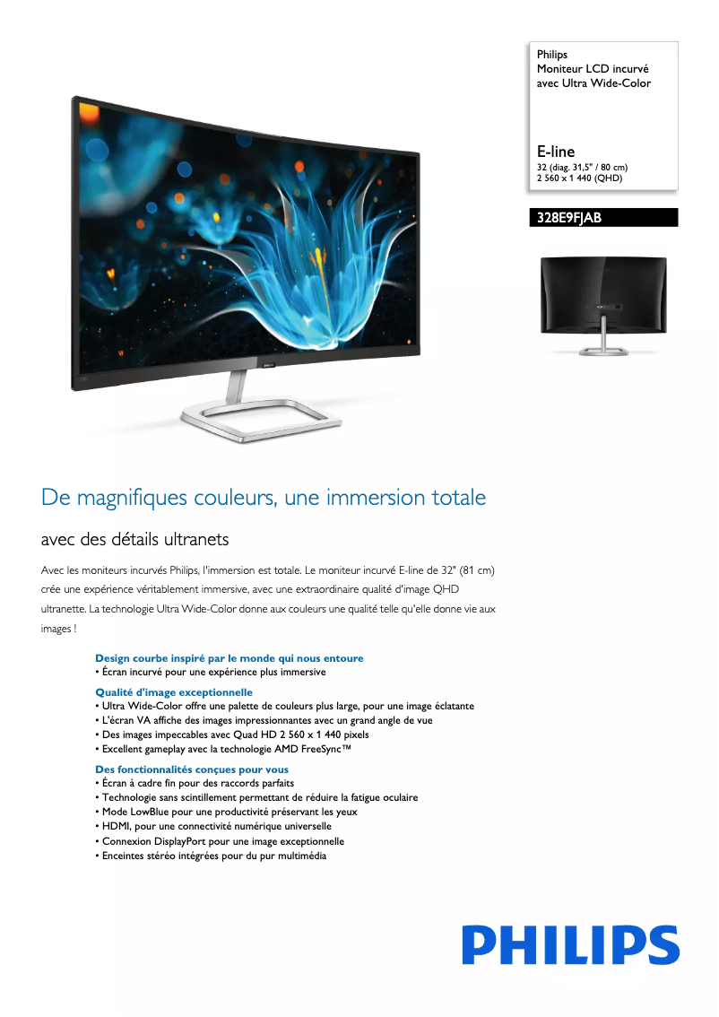 Page n°1 - Fiche technique Philips 328E9FJAB