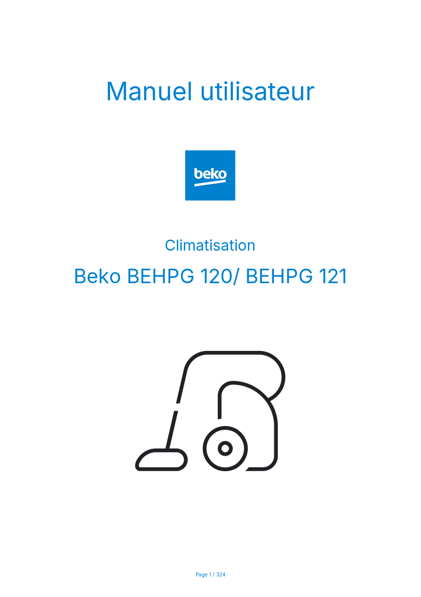 Page n°1 - Manuel utilisateur Beko BEHPG 120/ BEHPG 121
