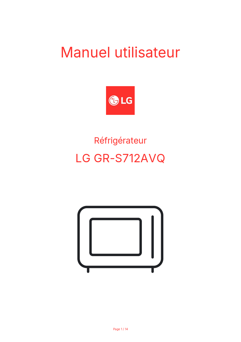 Page n°1 - Manuel utilisateur LG GR-S712AVQ