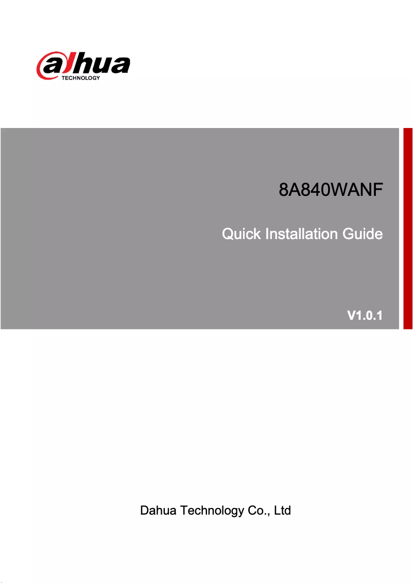 Page 1 de la notice Manuel utilisateur Dahua Technology 8A840WANF