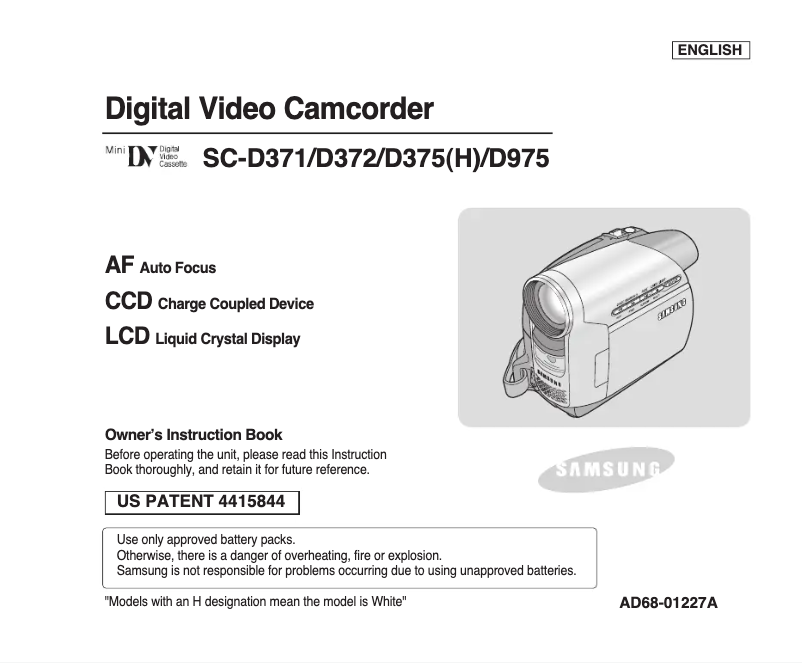 Page 1 de la notice Manuel utilisateur Samsung SC-D375