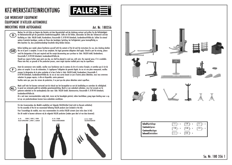 Page n°1 - Manuel utilisateur Faller 180356