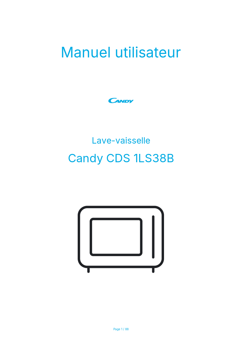 Page n°1 - Manuel utilisateur Candy CDS 1LS38B