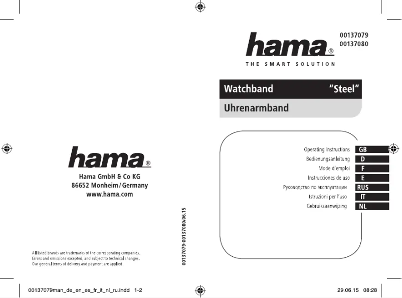 Page n°1 - Manuel utilisateur Hama Steel 00137079