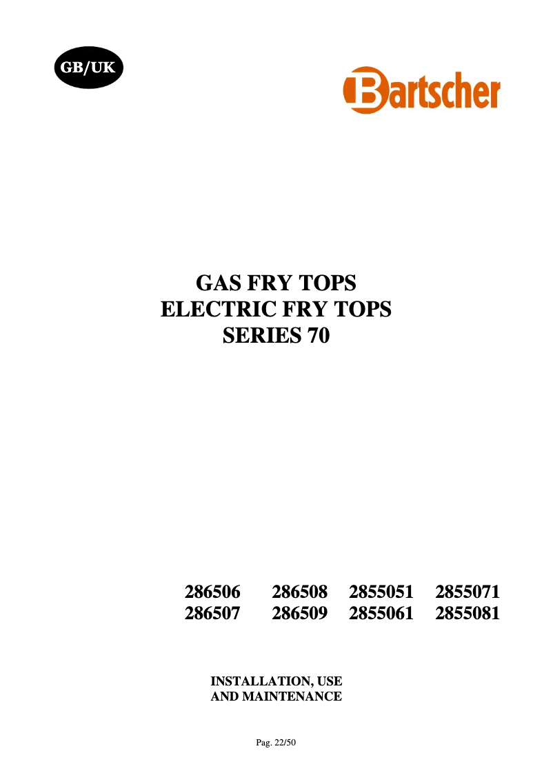 Page n°1 - Manuel utilisateur Bartscher 286509